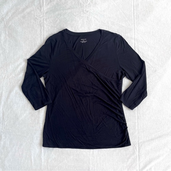 Grace Plunge Cross Front Long Sleeve Top - L - Picture 1 of 6